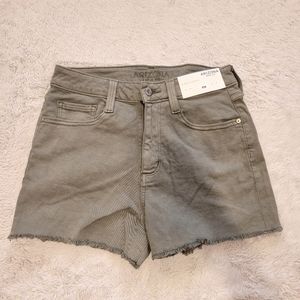 Arizona Jean Co. High Rise Shortie Shorts Olive Green Denim Size 7 Juniors